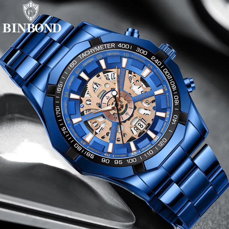 Binbond Armbanduhr Edelstahl, Bicolor, Quarz, Herren - Bild 2