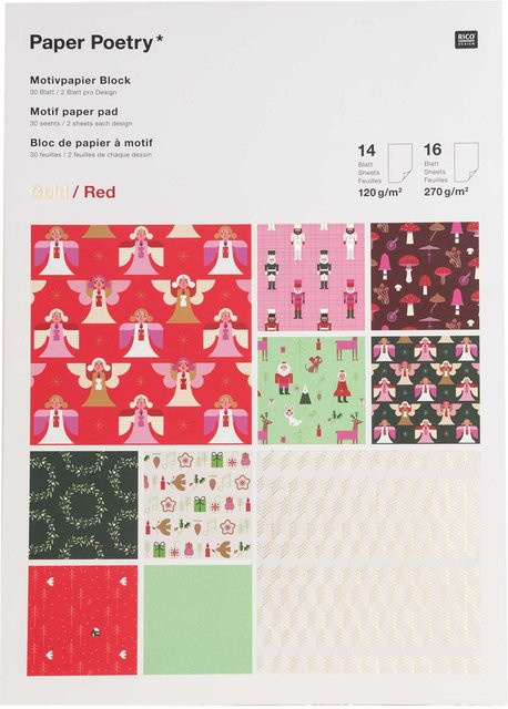 Rico Design Paper Poetry Motivpapierblock Christmas is in the air, 30 Blatt, A4, Mehrfarbig - Bild 1