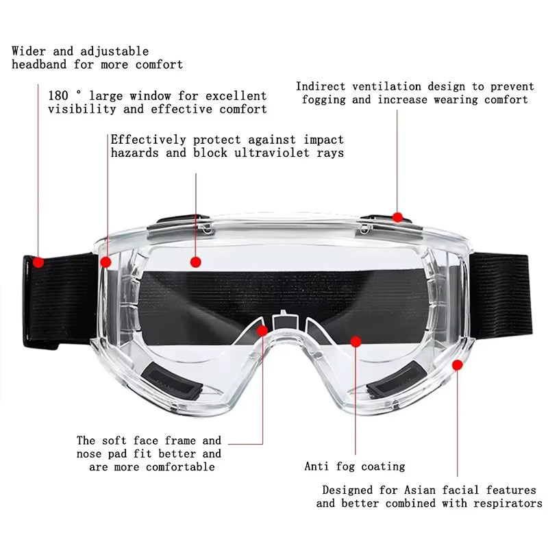 Sicherheits-Antibeschlag-Schutzbrille in Transparent und Schwarz für Labor, Industrie und Sport - Bild 2