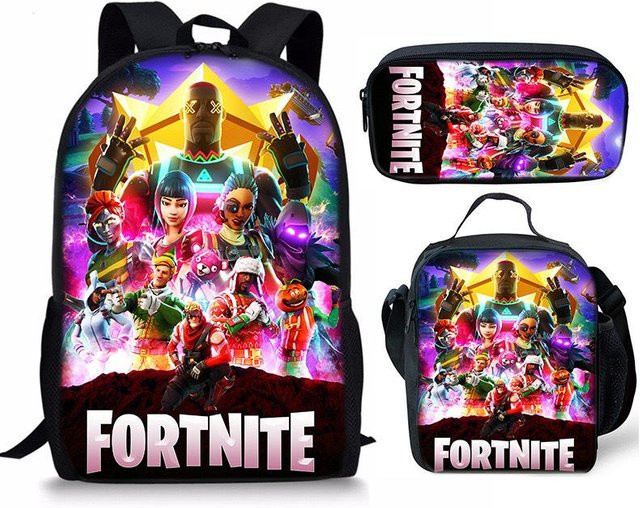 3-teiliges Fortnite Schulset mit Rucksack, Schultasche, Federmäppchen und Brotdose in Multicolour von Discover Intime - Bild 1