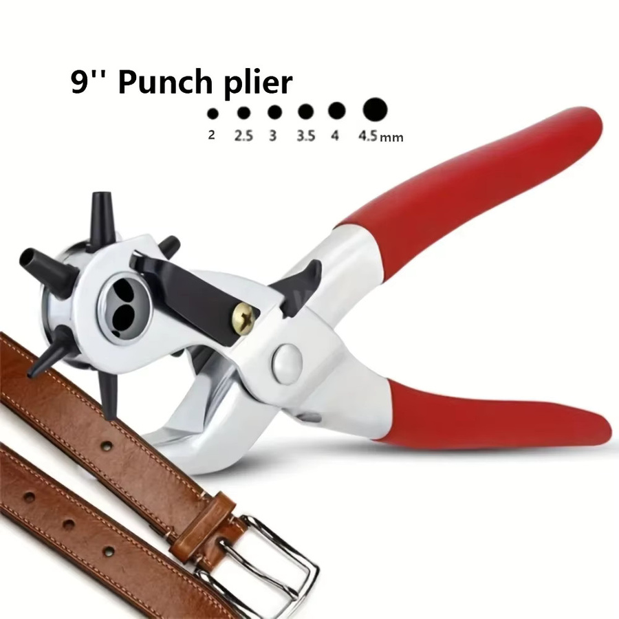 XMSJ Professionelles Locher-Set aus Leder und Metall in Rot für Gürtel, Sattel, Hundehalsbänder und Uhrenarmbänder - Bild 4