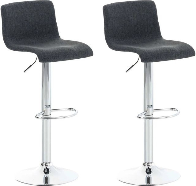 DELUKE Barhocker 2er Set BERLIN Dunkelgrau Stoff mit Lehne und 360 Grad Drehsitz B/T/H: 36 x 39 x 104 cm - Bild 1