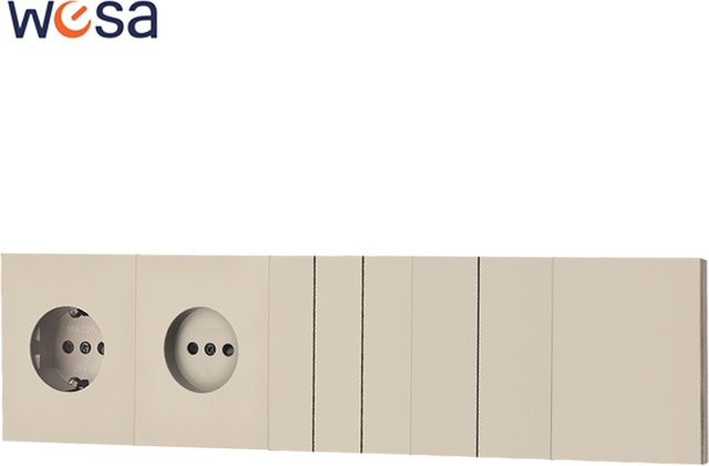 WESA Kombinations-Panel mit integriertem Wippschalter und Steckdose in Hautgefühl-Optik - Bild 1