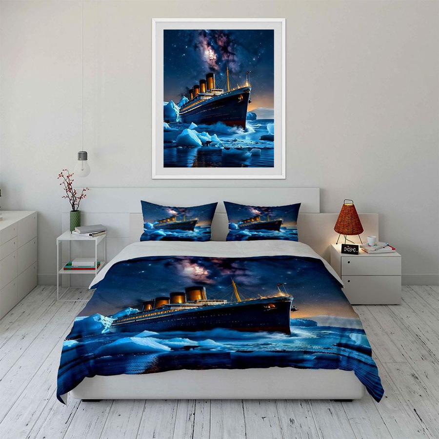 Flylo Bettwäsche-Set mit Dampfschiff-Motiv in Blau, B/H: 135 x 200 cm - Bild 3