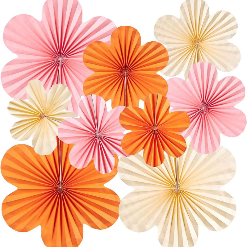 9-teiliges Set bunte Gänseblümchen Papier-Fächerblumen als hängende Wanddekoration für Geburtstag, Baby Shower oder Hochzeit - Bild 2