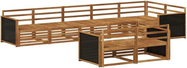 vidaXL Outdoor-Sofagarnitur aus Akazienholz in Braun, 8-teiliges Set mit Ecksofa, Mittelsesseln und Armlehnen - Bild 1