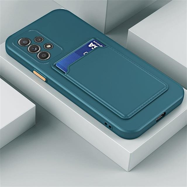 Flüssigsilikon Handyhülle mit Kartensteckplatz für Samsung Galaxy M53 5G, M33, M23, M13, M42, M32, M51, M31, M31S, M12, A50, A30S, A50S in Blau - Bild 1