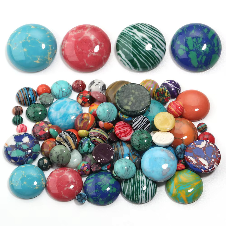 Louleur Cabochon-Perlen, synthetisch, türkisfarben, rund, 6-20 mm - Bild 3