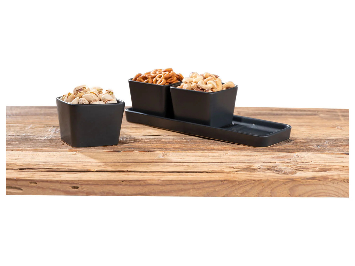WENKO Snack- und Dipschalen-Set Black Outdoor Kitchen, 4-teilig, Schwarz - Bild 3