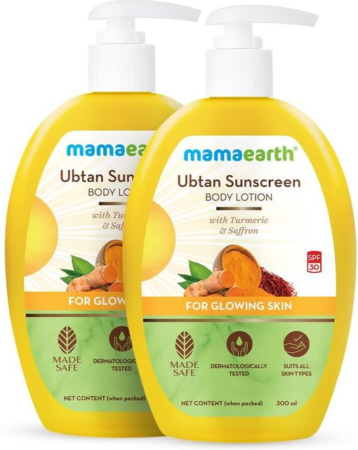 Mamaearth Ubtan Sunscreen Body Lotion SPF 30, Turmeric & Saffron, 2 x 300 ml - Bild 1
