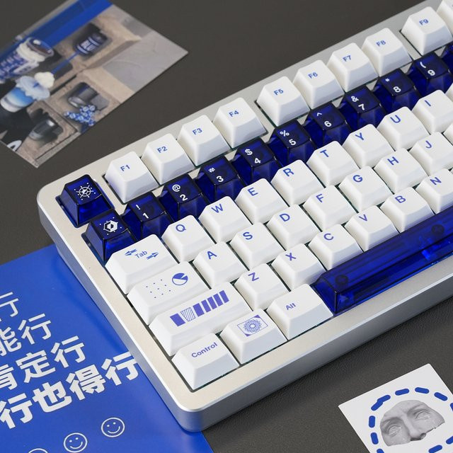 Venit Keys Tastenkappen im Cherry-Profil aus PBT-PC in Weiß und Blau für mechanische MX-Tastaturen - Bild 1