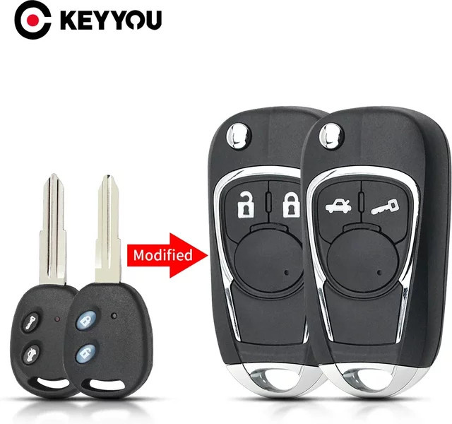 Keyyou Modifizierte Version Autoschlüssel Hülle für Chevrolet Lova Sail Epica Lacetti, 2 Tasten, Schwarz, ohne Klinge - Bild 1
