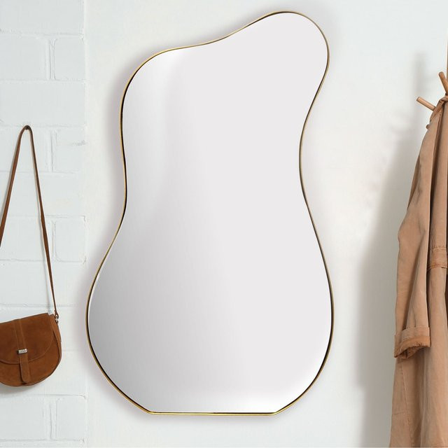 Finebuy Design Wandspiegel in organischer Form, moderner asymmetrischer Spiegel in Gold, Breite: 100 cm, Höhe: 60 cm - Bild 1