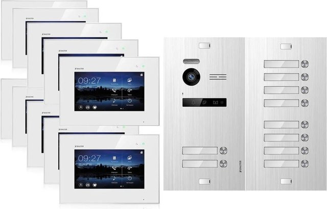 Balter EVO Video-Türsprechanlage für 10 Familienhäuser mit 7 Zoll Monitor in Silber-Weiß - Bild 1