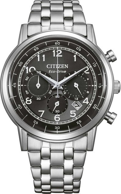 Citizen Chronograph, Solar, Edelstahl, Schwarz, 42 mm, Herren - Bild 1