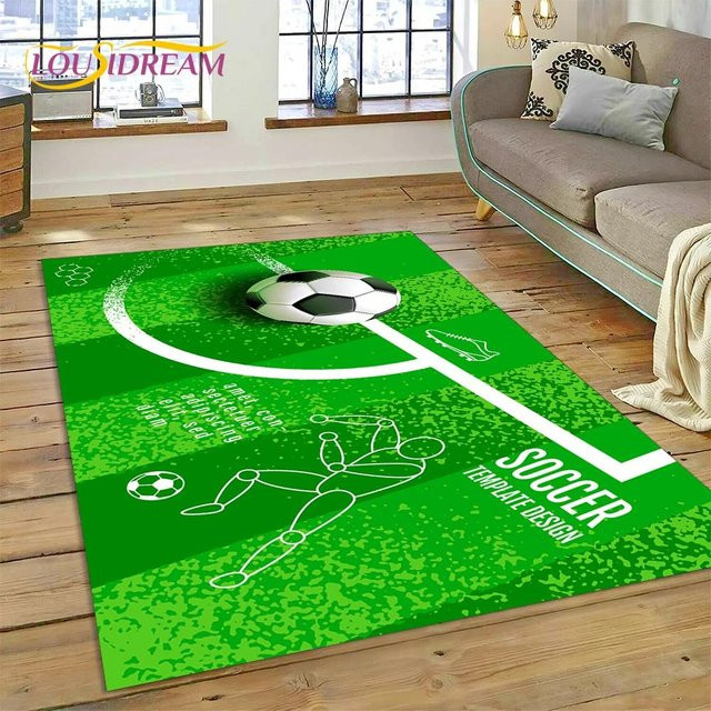 Karpetti 3D-Teppich mit Fußballfeld Motiv in Grün, rechteckig, B/T: 120 x 80 cm - Bild 1