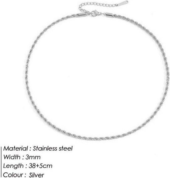 Allbestart Halskette Edelstahl, Silber, Unisex - Bild 1