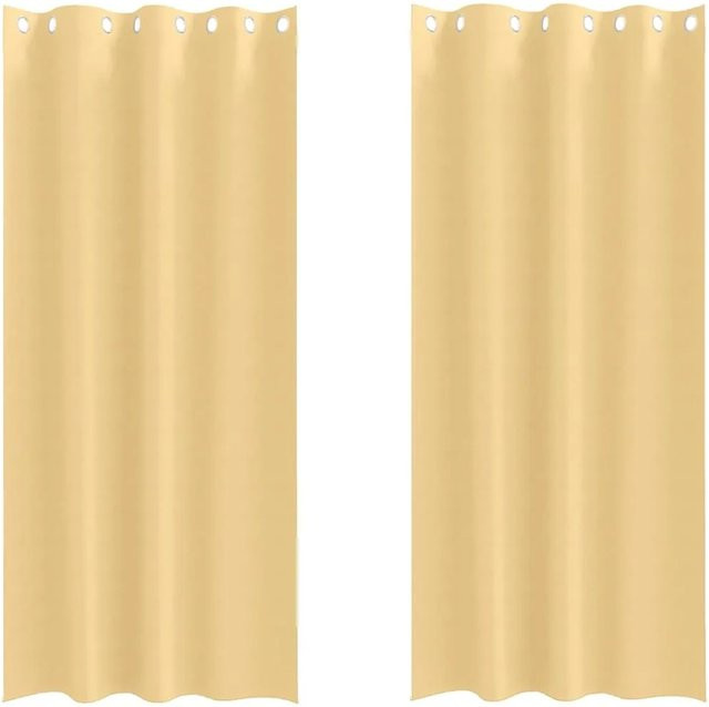 vidaXL Verdunkelungsvorhänge aus Polyester in Beige mit Ringen und thermischer Isolierung, Breite: 140 cm, Höhe: 245 cm - Bild 1