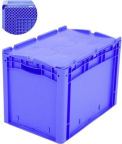Bito Eurostapelbehälter XL mit Deckel und Rippenboden, blau, B/T/H: 60 x 40 x 43,8 cm - Bild 1