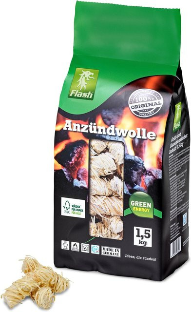Flash Anzündwolle aus Naturholz und pflanzlichem Wachs, 1,5 kg - Bild 1