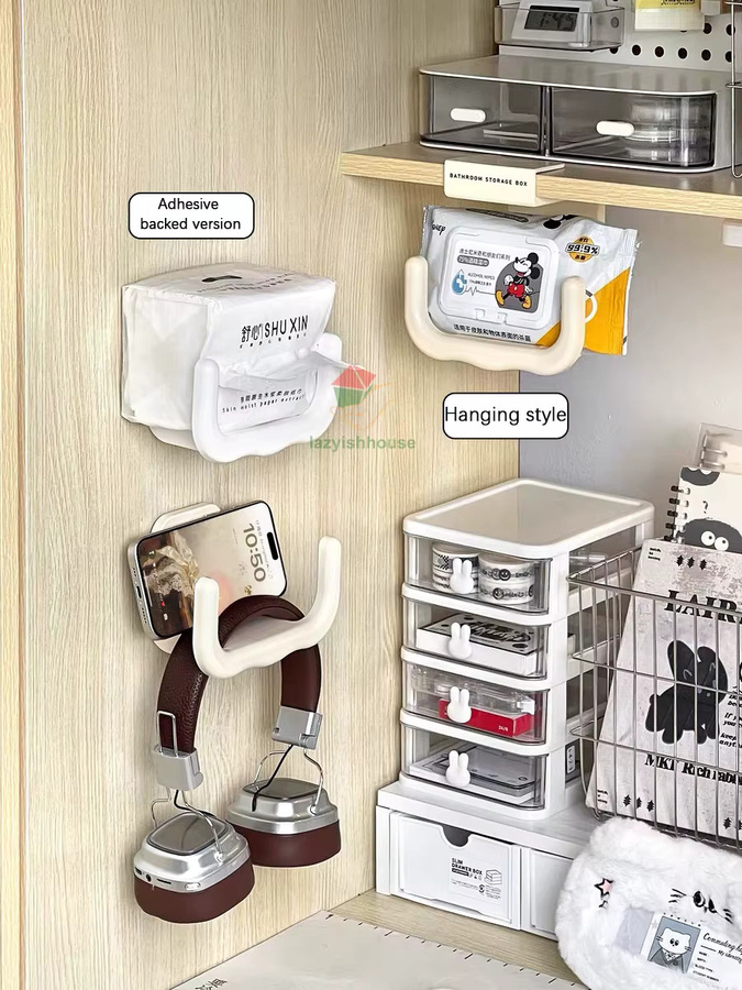 Multifunktionaler Toilettenpapierhalter für das Badezimmer zur Wandmontage von lazyishhouse in Beige oder Weiß - Bild 2