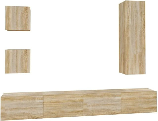 vidaXL 5-teiliges TV-Schrank-Set aus Holzwerkstoff in Sonoma-Eiche, Wandmontage für dein Wohnzimmer - Bild 1