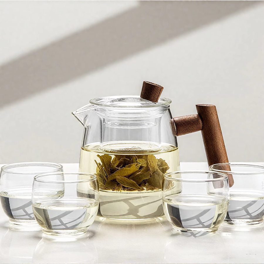MYVIT Glas-Teekanne mit Bambusgriff und Teesieb, transparent, 480 ml - Bild 2