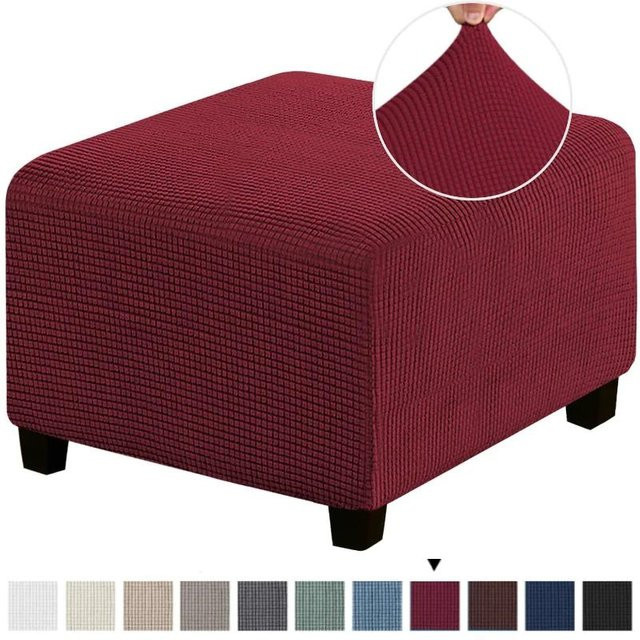Bestbags Jacquard Stretch Ottomanenbezug für Hocker und Fußstützen, Rot - Bild 1