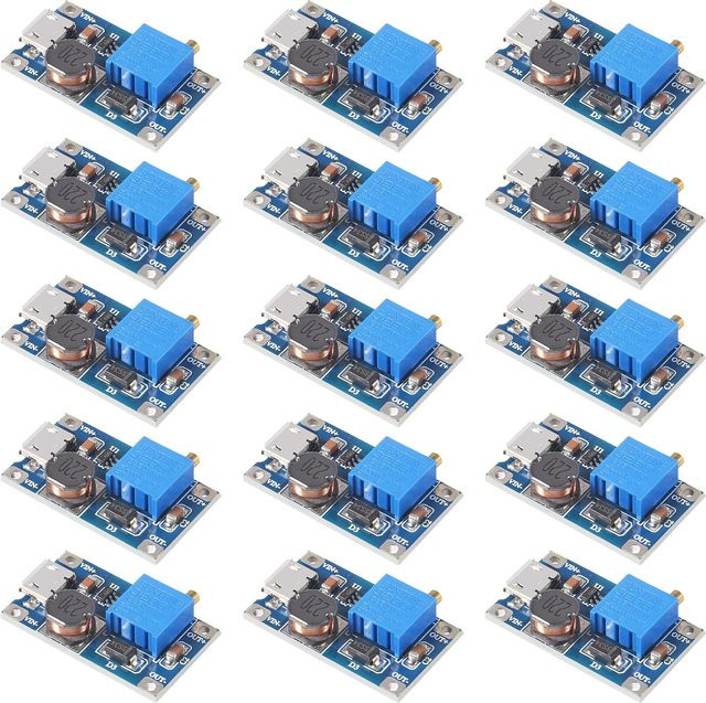 AOKIN MT3608 Step-up-Modul einstellbarer DC-DC Boost-Wandler mit Micro-USB-Anschluss, Blau - Bild 1