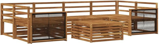 vidaXL Outdoor-Sofagarnitur aus Massivholz Akazie in Natur, 7-teiliges Set in U-Form - Bild 1