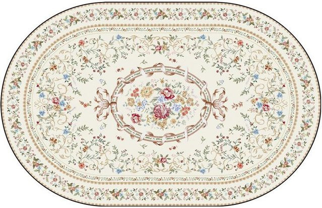 Ovaler Teppich im persischen Boho-Stil von WTEMPO in Beige, B/L: 160 x 230 cm - Bild 1