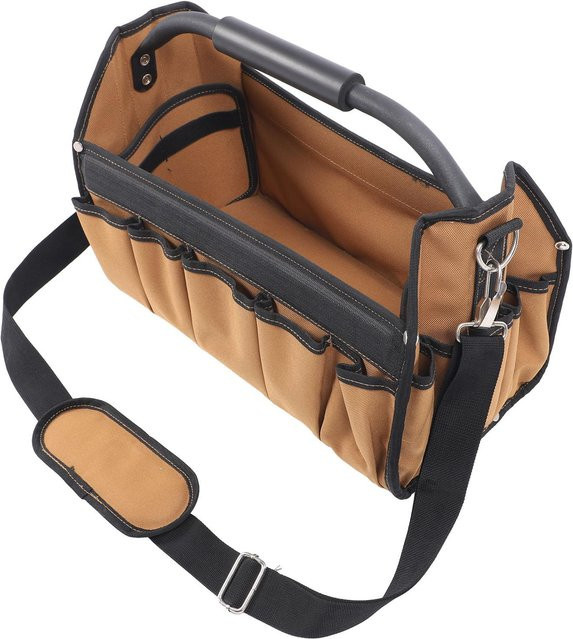 Aimo Elektriker Werkzeugtasche aus Oxford-Gewebe in Braun mit 32 Fächern und offenem Design - Bild 1