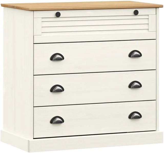 vidaXL Kommode VIGO in Weiß aus massivem Kiefernholz mit Jalousie-Design, B/T/H: 80 x 40 x 76 cm - Bild 1