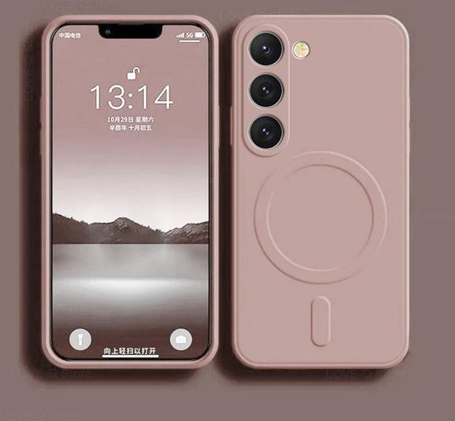 Luxuriöse MagSafe-Flüssigsilikon-Schutzhülle für Samsung Galaxy S24, S24 Ultra, S23 Ultra und S23 in Rosa - Bild 1