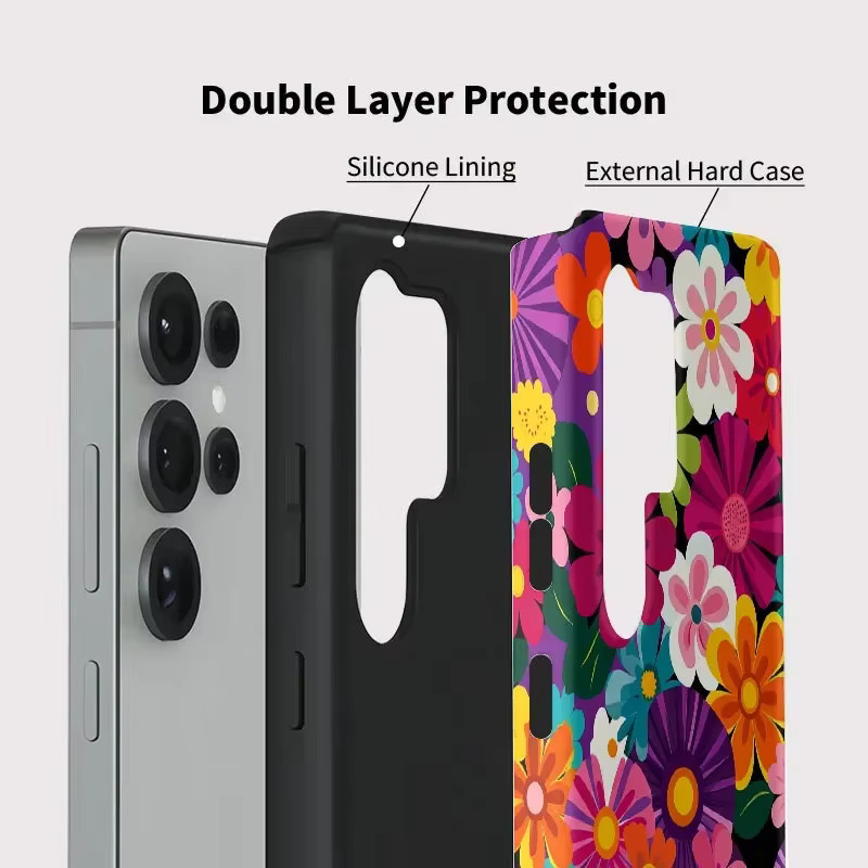 Magnetische Schutzhülle mit bunter Blumen-Optik und 2-in-1 Schutzfolie für Samsung Galaxy S26 S25 S24 S23 S22 S21 Plus Ultra FE A15 A16 Multicolor - Bild 5