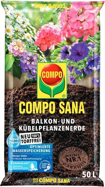 Compo Sana Balkon- und Kübelpflanzenerde torffrei mit Bimsstein, 50 kg - Bild 1