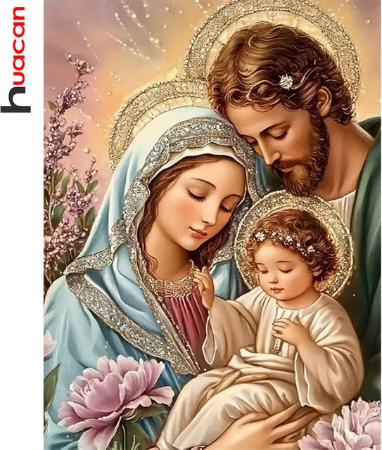 Huacan 5D Diamantmalerei Maria Jesus Religiöses Porträt-Set mit Strass-Bildern in Multicolor, B/H: 30 x 20 cm - Bild 1