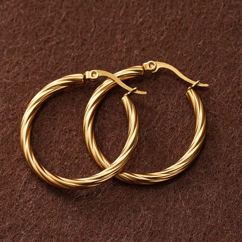 Huitan Creolen Edelstahl, Gold, Damen - Bild 2