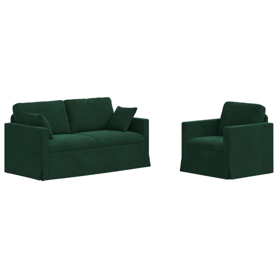 vidaXL Sofa 2-teilig Dunkelgrün Samt mit Metallrahmen B/T/H: 158 x 78 x 80 cm - Bild 2