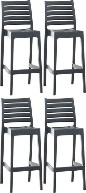 4er Set DELUKE Barhocker TURAM aus Kunststoff in Dunkelgrau mit Lehne, stapelbar und wetterfest, B/T/H: 45 x 51 x 105 cm - Bild 1