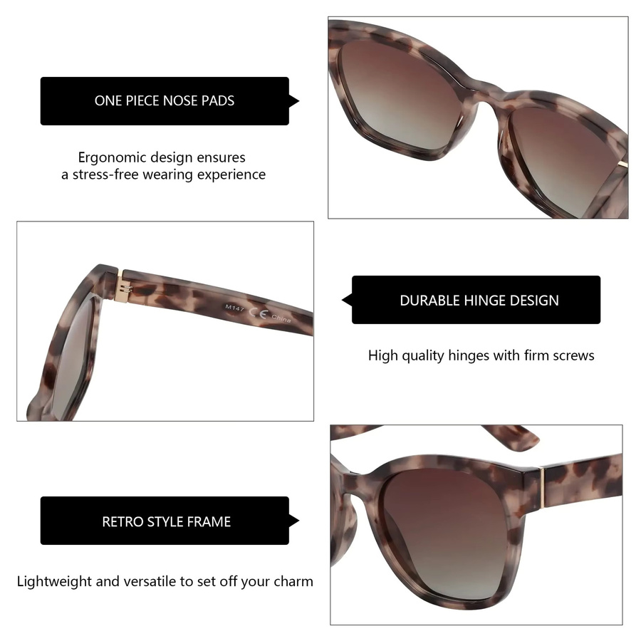 BLUEMOKY Sonnenbrille Cat Eye, Vollrand, Braun, Kunststoff, Damen - Bild 3