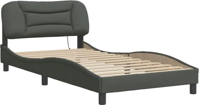 vidaXL Bettgestell Hvar mit LED-Beleuchtung und USB-Ladeport, Dunkelgrau, B/T: 100 x 200 cm - Bild 1
