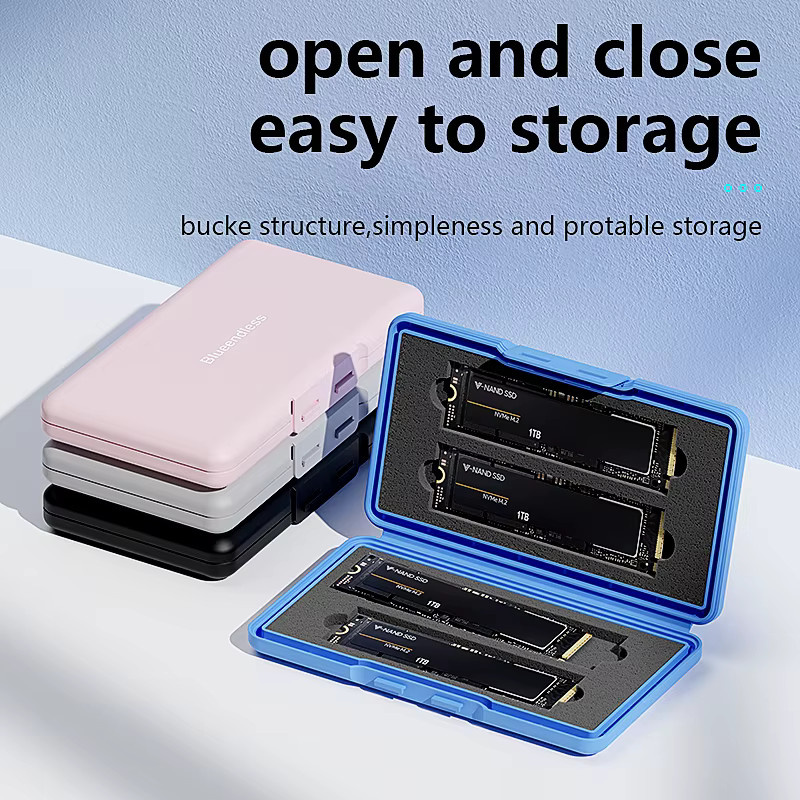 Blueendless SSD-Tasche in Blau, tragbare und antistatische Schutztasche für M.2 SATA NVMe PCIe Solid State Drives, wasserdicht - Bild 3