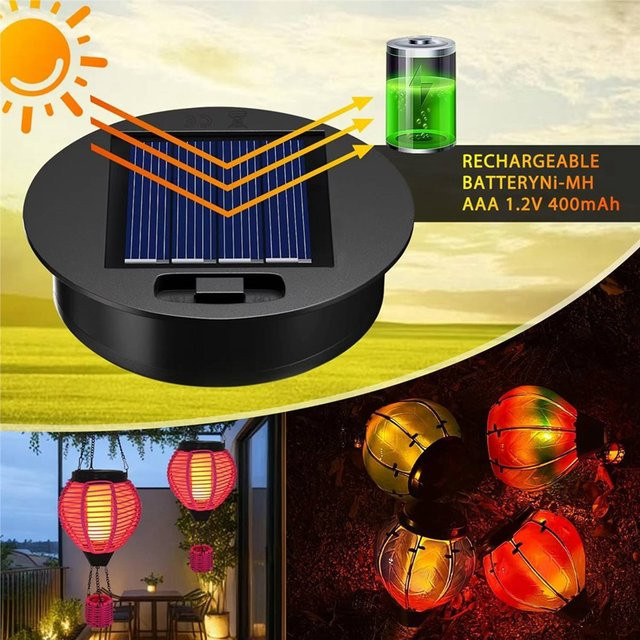 Lernt 6er-Pack Ersatz-Solarlichtoberteile mit flackernder Flamme aus Kunststoff, wasserdichte Laternen-Ersatzsets für den Außenbereich - Bild 1