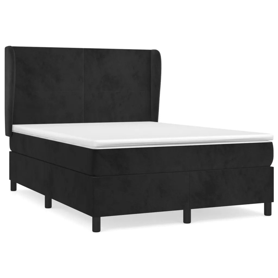 vidaXL Boxspringbett mit Matratze in Schwarz, Hybrid-Design mit Taschenfederkern und Samtbezug, B/T: 140 x 200 cm - Bild 2