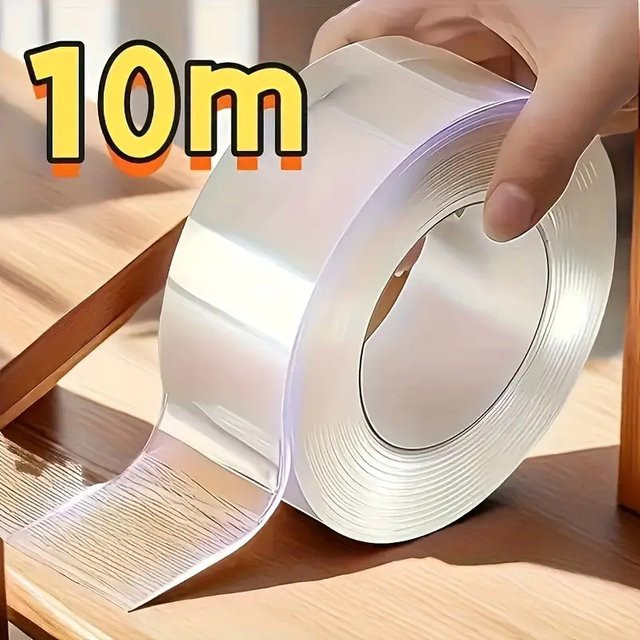 Doppelseitiges Nano-Klebeband transparent, 10 m superstarker wasserfester Klebstoff für Kunststoff, Holz, Glas und Metall - Bild 1