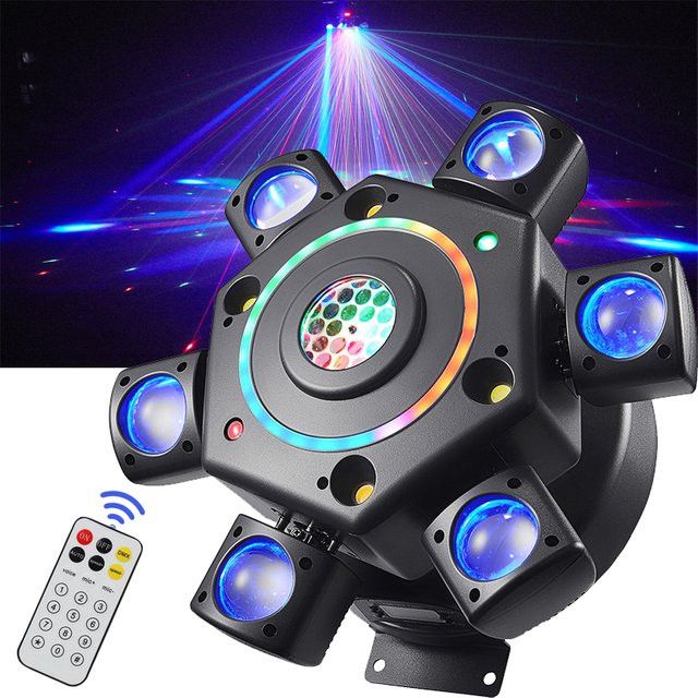 GVT Sechsarmiger LED-Beam Moving Head Scheinwerfer mit Laser-Stroboskop und rotierender Magic Ball für DJ, Party und Bühne - Bild 1