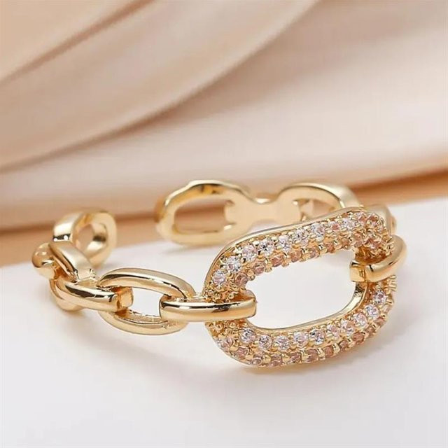 Huitan Damen-Öffnungsring, Gold, Zirkonia, Hochzeit, Verlobung - Bild 1