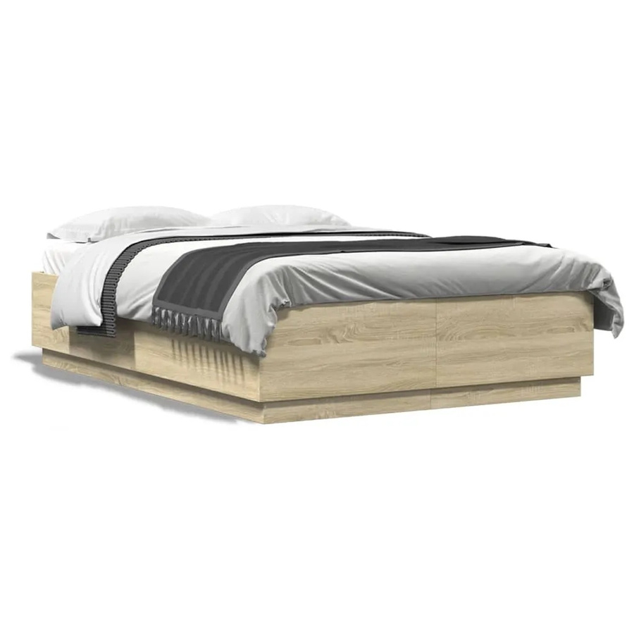 vidaXL Bettgestell Sonoma-Eiche aus Holzwerkstoff, B/T/H: 140 x 200 x 40 cm - Bild 2