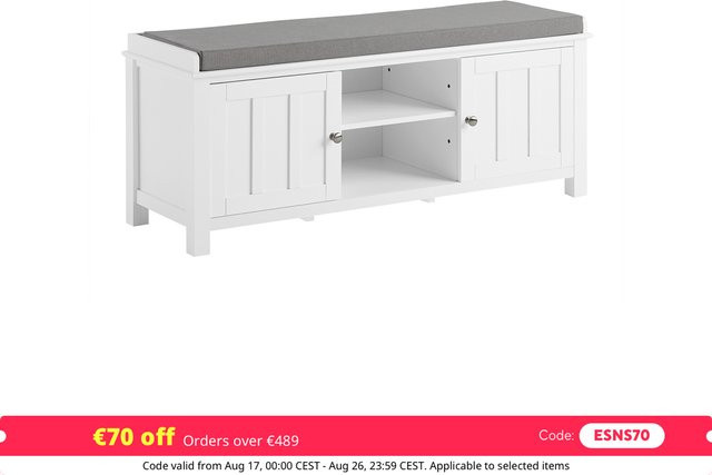 SoBuy FSR35-W Schuhschrank und Garderobenbank mit Sitzkissen in Weiß, B/T/H: 105 x 43 x 35 cm - Bild 1